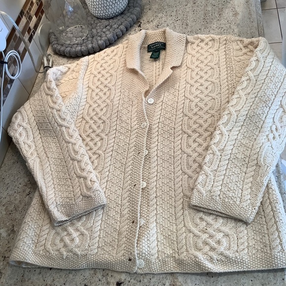 Ralph Lauren Exclusive Hand Knit Wool Knit Sweater - Cream Size Large Collared - Picture 8 of 8
